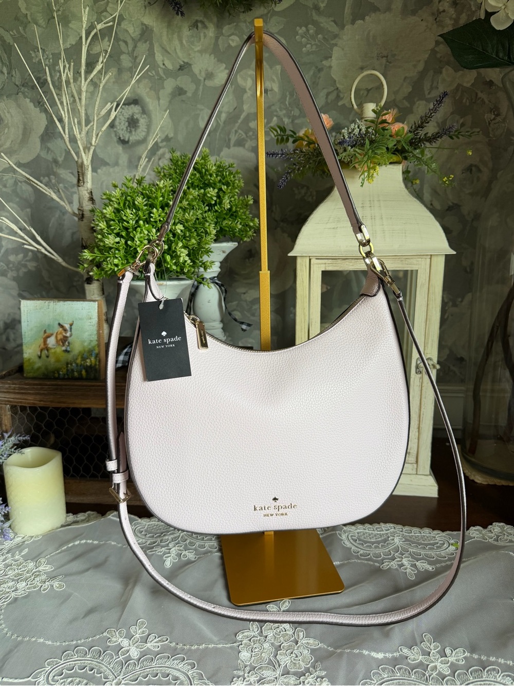 NWT Kate Spade New York pale amethyst pebbled leather shoulder crossbody handbag - Picture 1 of 7